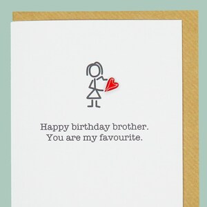 Feliz cumpleaños hermano. Eres mi favorito. Tarjeta esmaltada a mano de Teddy Perkins.