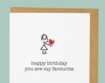 happy birthday you are my favourite. Wife, husband, girlfriend, boyfriend - Teddy Perkins enamel heart card.