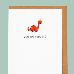 vous êtes très vieux, grossier, drôle, insultant, anniversaire, ami, dinosaure, 30, 40, 50, 60 ans - Carte d'art émaillée à la main.