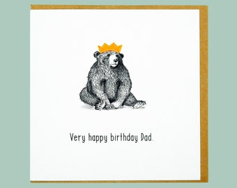 Very happy birthday Dad - Teddy Perkins handmade enamelled card.