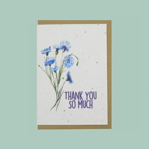 Thank you card made from seed paper. Handmade wildflower seed paper. Handmade thank you card.