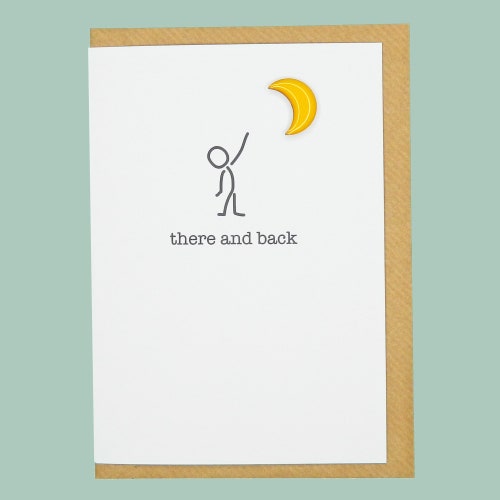 I love you to the moon and back. Wife, girlfriend, birthday, anniversary - Teddy Perkins hand enamelled card.