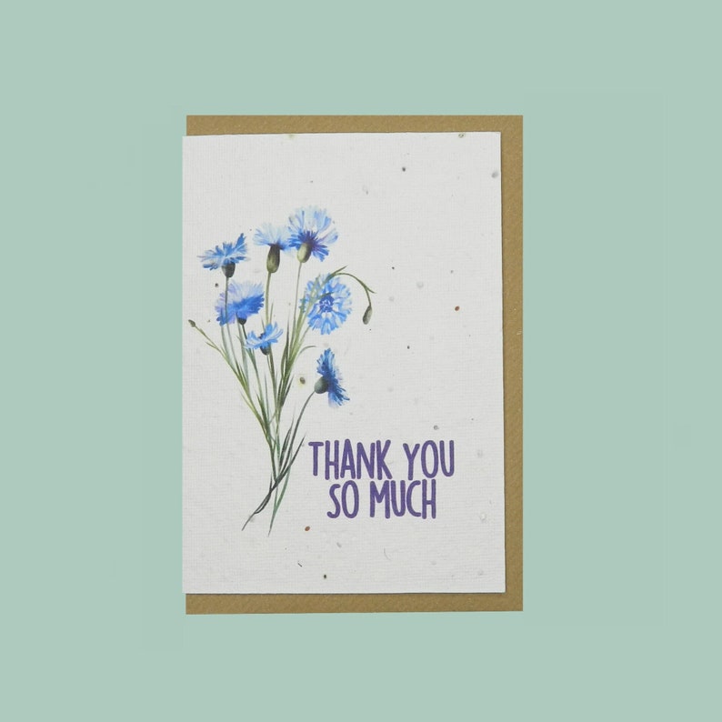 Thank you card made from seed paper. Handmade wildflower seed paper. Handmade thank you card.