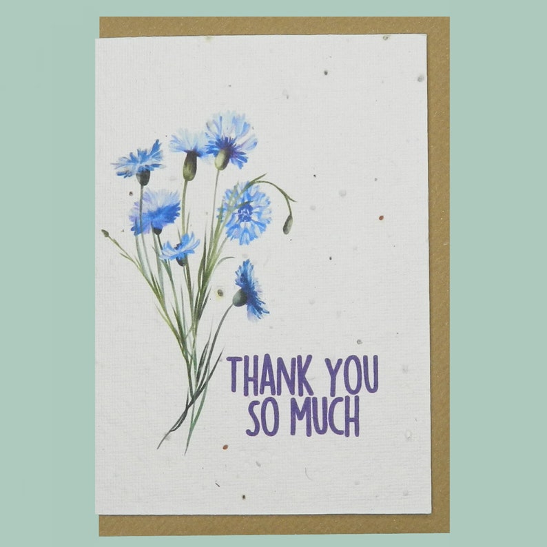 Thank you card made from seed paper. Handmade wildflower seed paper. Handmade thank you card.