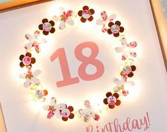 Light up card. Happy 18th birthday - Teddy Perkins handmade LED 18 card.