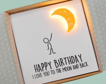 Light up birthday card. I love you to the moon and back - Teddy Perkins handmade LED card.