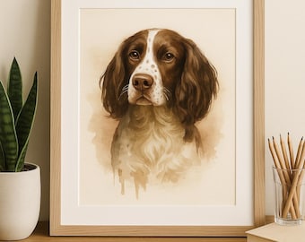 English Springer Spaniel Wall Art – Watercolor Dog Portrait | Printable ...