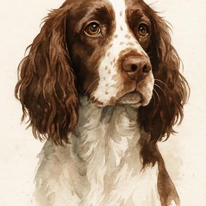 English Springer Spaniel Wall Art – Watercolor Dog Portrait | Printable Dog Decor | Instant Digital Download