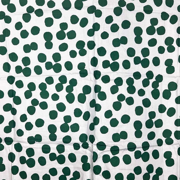 Lotta Jansdotter "Lucky" green polka dot cotton fabric by Windham blockprint 32"x44"