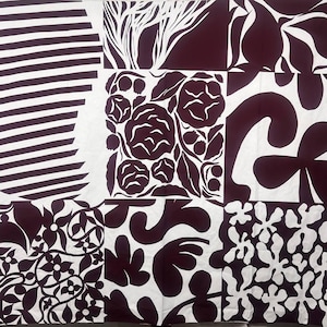 Marimekko &quot;Ruudut&quot; plum 100% cotton fabric end of bolt 50&quot;x56&quot; floral abstract Scandinavian Finland