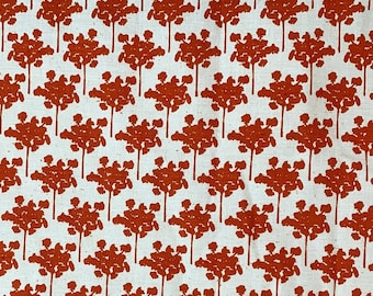 Marimekko vintage &quot;Presiosa&quot; orange flowering trees 100% cotton fabric deadstock, sold by the half yard, Scandinavia Finland Maija Isola