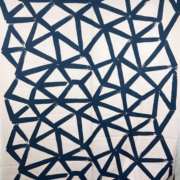Marimekko "Ukkospilvi" blue & light pink geometric honeycomb cotton fabric, sold by the half yard, pop art mod Scandinavia Finland