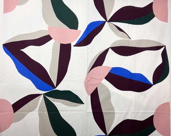 Marimekko &quot;Berry&quot; abstract shapes cotton fabric, sold by the half yard, flower cut outs Scandinavia abstract floral