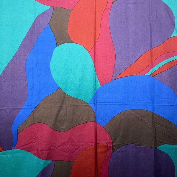 Marimekko "Kamelia" vintage 1990s cotton fabric abstract swirls pattern, sold by the half yard, Scandinavia Fujiwo Ishimoto