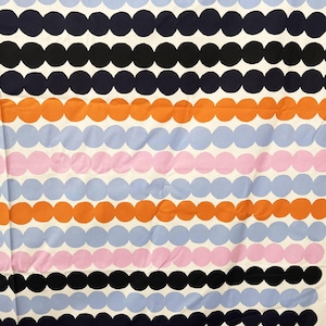 Marimekko &quot;Rasymatto&quot; pastels & black dots cotton fabric, sold by the half yard, pop art mod Scandinavia Finland