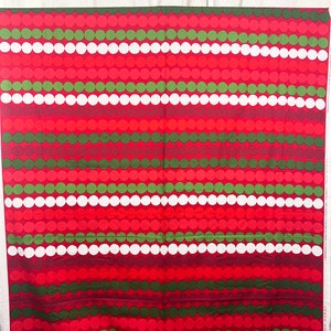 Marimekko &quot;Rasymatto&quot; red & green dots cotton fabric, end of bolt 35&quot;x56&quot; Christmas holidays pop art mod Scandinavia Finland
