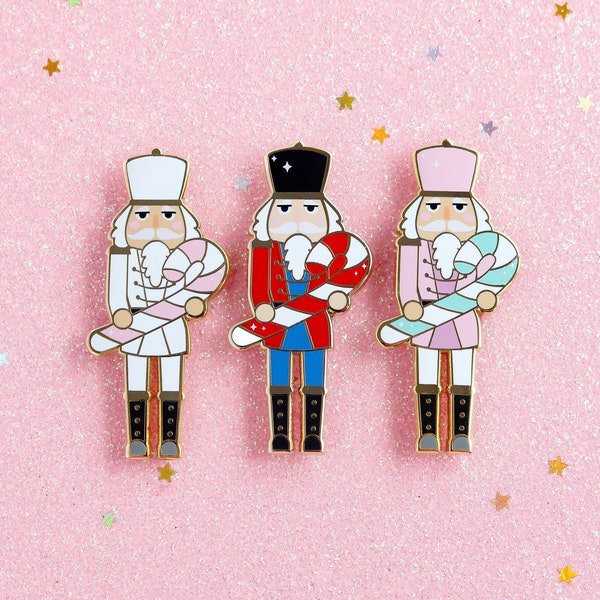 Nutcracker Enamel Pin, candy cane, Christmas pin, pastel Christmas, cute Christmas pin, pin badge, Christmas jewelry