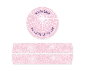 Spiderweb Pink Washi Tape by Little Lefty Lou - Masking Tape, 15 mm by 10 meter, planner supplies, autumn, halloween, pastel spooky season