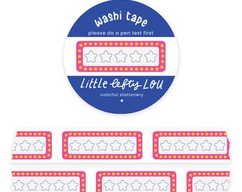 Movie Star Rating Washi Tape by Little Lefty Lou - Masking Tape, 15 mm by 10 meter, planner supplies, journaling, cinema, theater