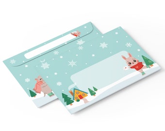 10 x Winter Ice Skating C6 Envelopes, 10 pieces, Little Lefty Lou, landscape, winter, snow, snail mail, happy mail, cute colorful, penpal