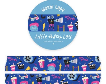 Movie Night Washi Tape by Little Lefty Lou - Masking Tape, 15 mm by 10 meter, planner supplies, journaling, cinema, theater