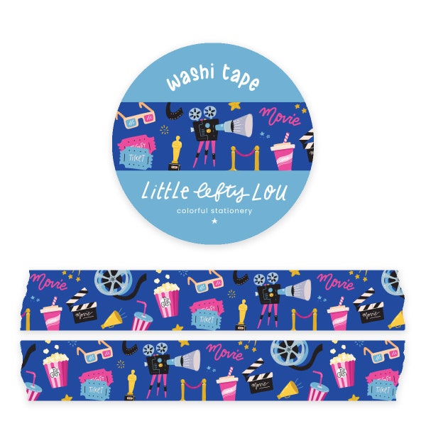 Movie Night Washi Tape by Little Lefty Lou - Masking Tape, 15 mm by 10 meter, planner supplies, journaling, cinema, theater
