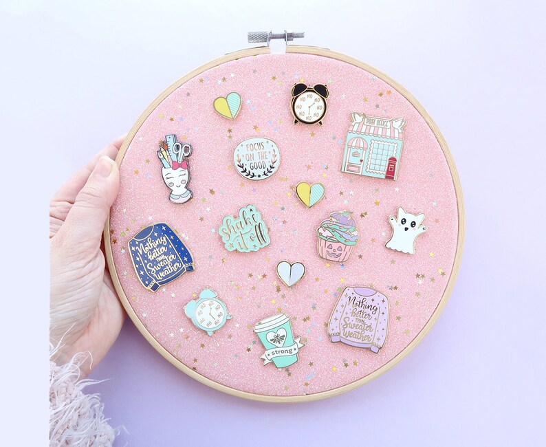 Pink Pin Board pin display embroidery hoop pink glitter Etsy