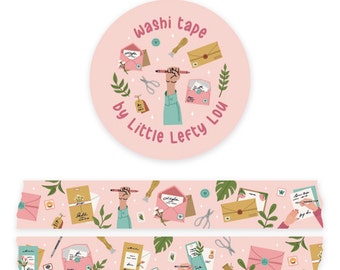 Sweet Pink Mail Washi Tape by Little Lefty Lou - Masking Tape, 15 mm by 10 meter, planner supplies, penpals, happy mail, snail mail