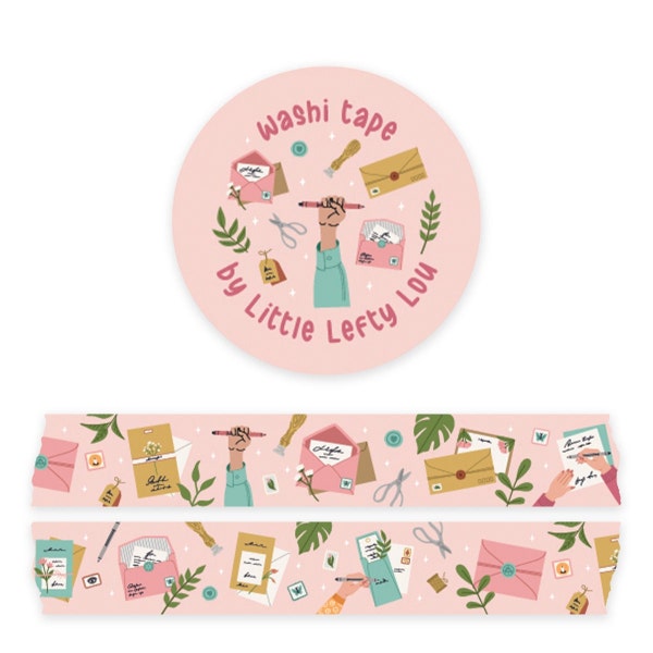 Sweet Pink Mail Washi Tape by Little Lefty Lou - Masking Tape, 15 mm by 10 meter, planner supplies, penpals, happy mail, snail mail