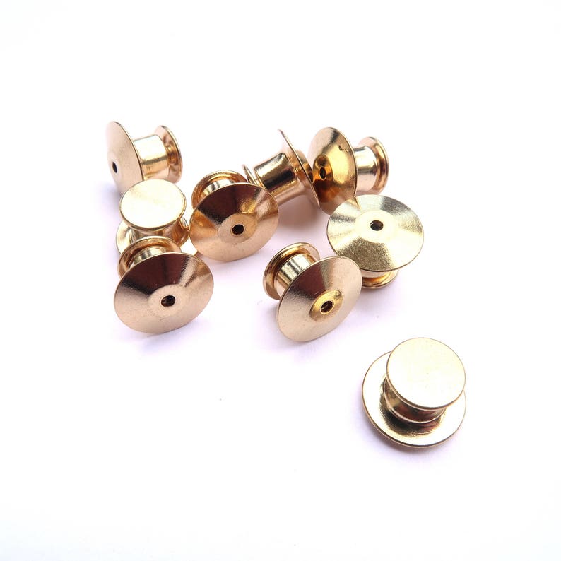 10 x deluxe golden locking pin backs for enamel pins, lapel pins, pin backs, safety backing, pinback, image 2