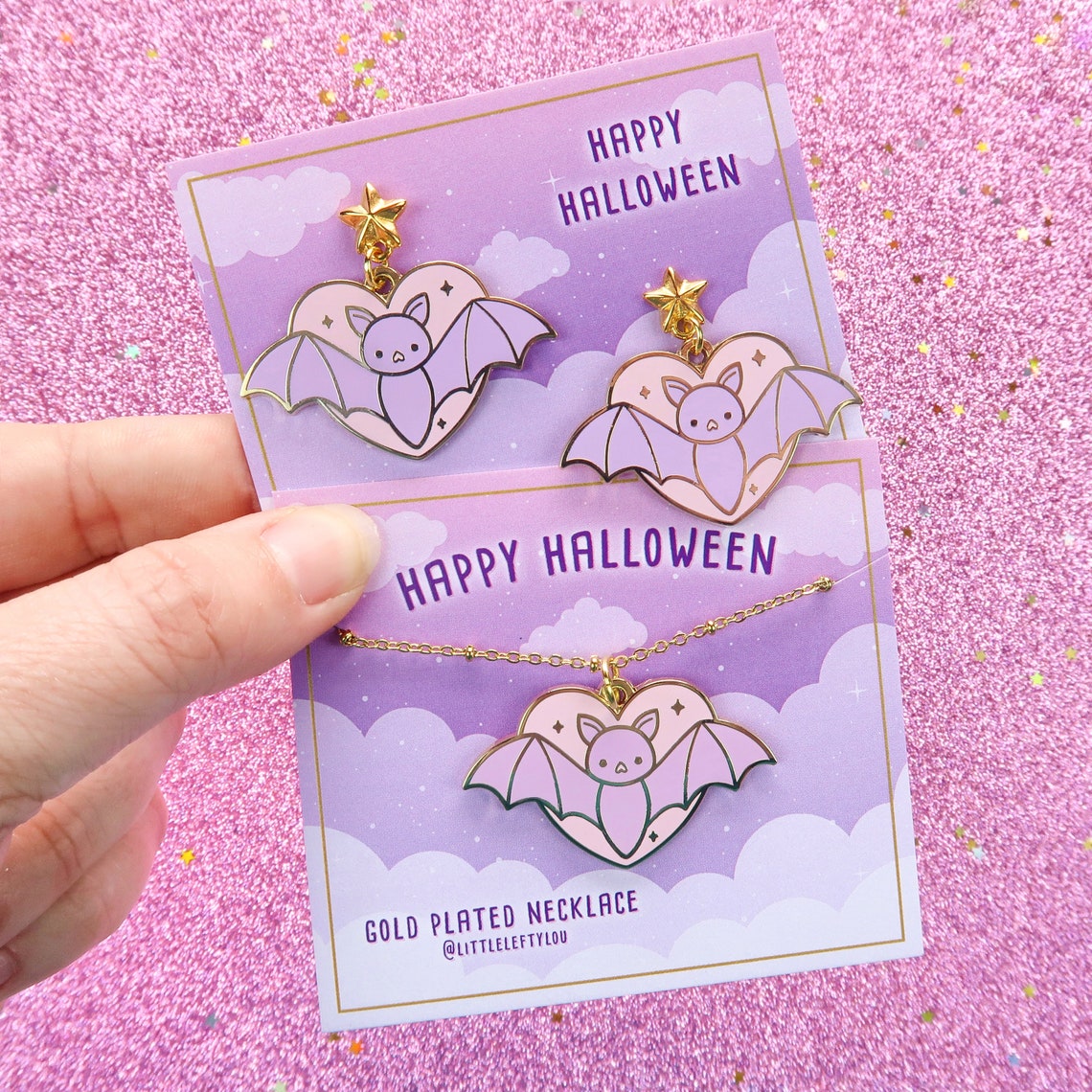 Bat Lover Earrings Halloween Jewelry Pastel Goth Necklace Etsy