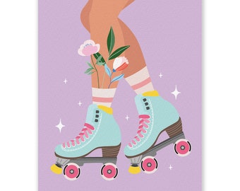 Rollerskates Postcard - snailmail card 90s retro - Little Lefty Lou