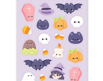 1 x A6 Cute Halloween Stickers (S015) - Spooky Stickers, Planner Stickers, Snail mail, Cute, Spoopy, stickers