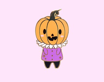 Halloween Pumpkin Head Enamel Pin, spoopy, pumpkin pin, pastel halloween, cute halloween pin, pin badge, spooky pin