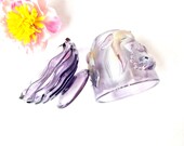 RARE Fenton Purple Plum Atlantis Fairy Light Lamp Hand Painted Fish Irridescent Ornate Home Decor Gifts for Her Collectors Artist Signed