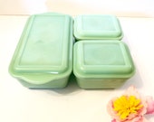 6pcs Fire King Jadeite Philbe Refrigerator Dishes Green Food Storage Anchor Hocking Restaurantware Vintage Midcentury Cookware Mckee Jeannet