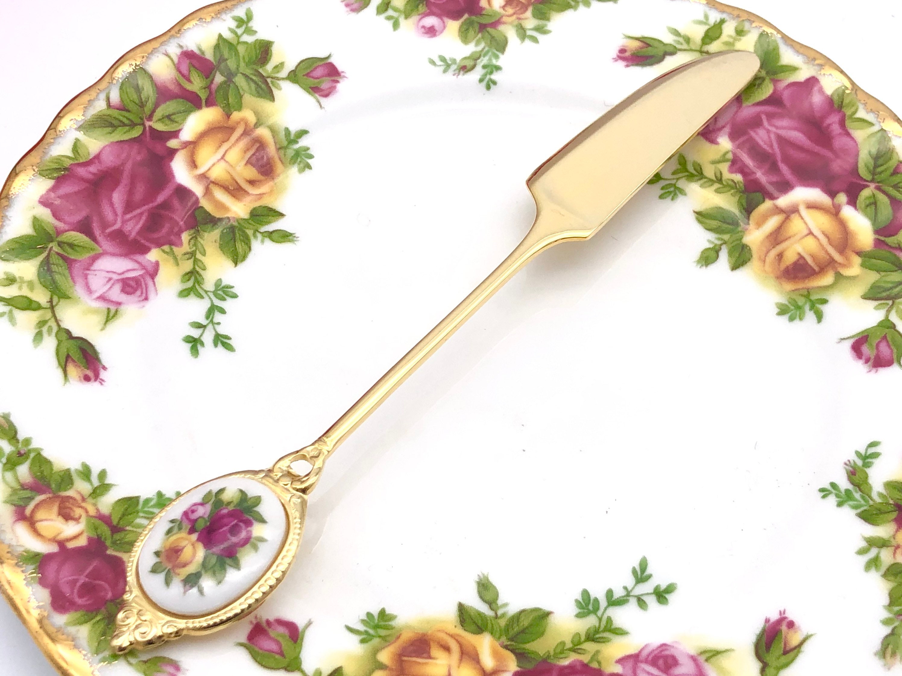 1pc Royal Albert Old Country Roses Cake Knife Spreader Gold Etsy