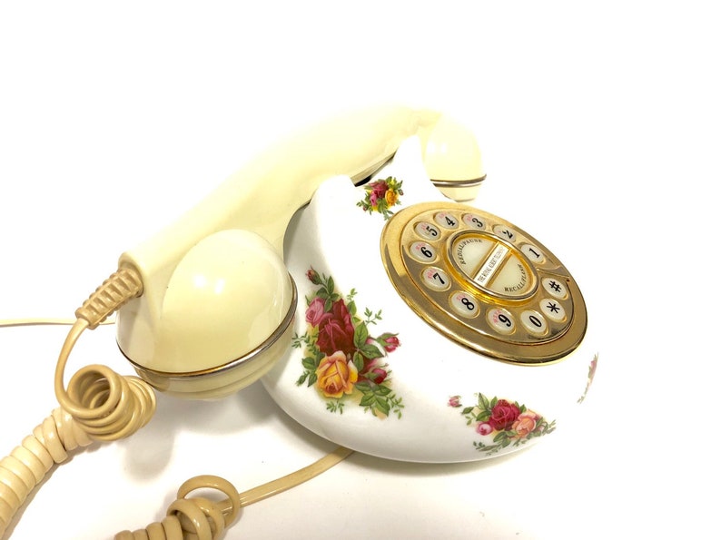 Royal Albert Old Country Roses Porcelain Telephone Home Decor Accent Vintage England Handset DISPLAY ONLY