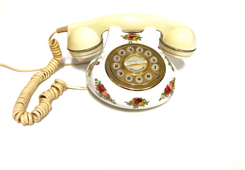 Royal Albert Old Country Roses Porcelain Telephone Home Decor Accent Vintage England Handset DISPLAY ONLY