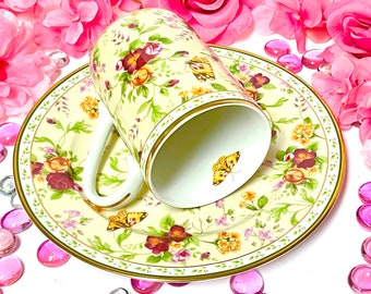 2pcs Royal Albert Old Country Roses Seasons of Color Spring Garden Chintz Mug Plate Set Buttleflies Flowers Yellow Collector Tableware Gifts