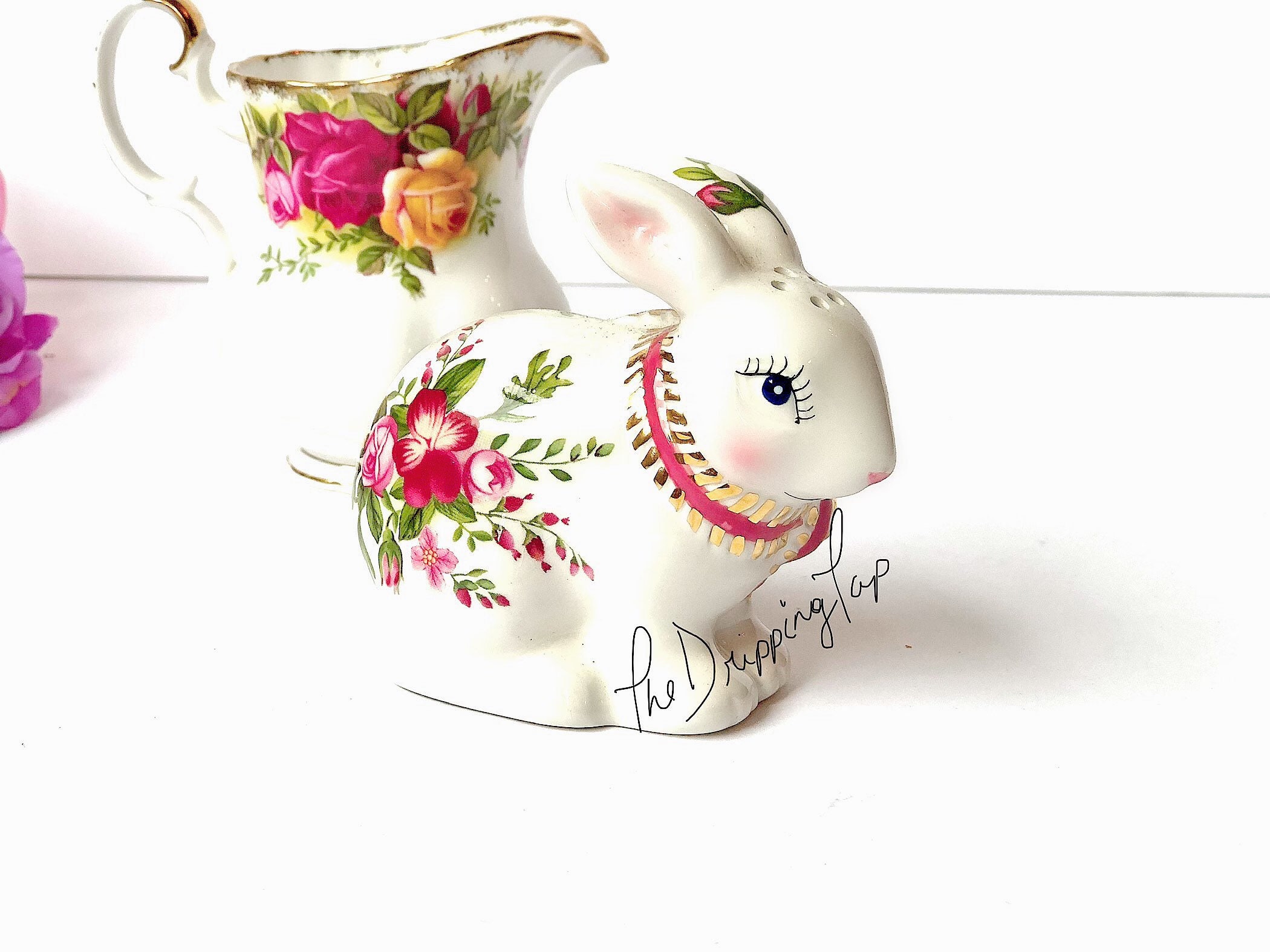 Royal Albert Old Country Roses Bunny Rabbit Salt or Pepper | Etsy