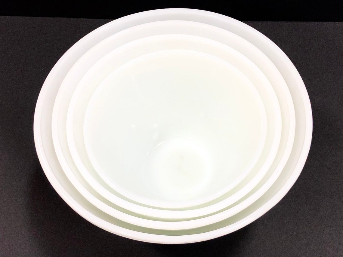 RARE 4pcs Fire King Oven Ware White Splash Proof Mixing Bowls Etsy