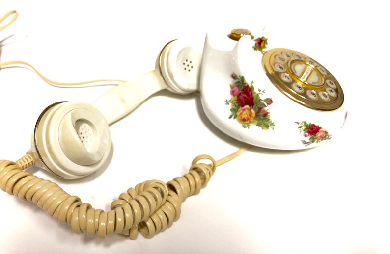 Royal Albert Old Country Roses Porcelain Telephone Home Decor Accent Vintage England Handset DISPLAY ONLY