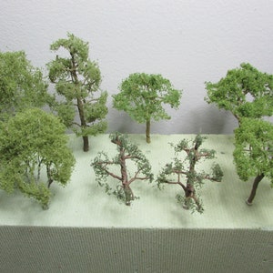Forest Variety Set Option #4, Medium Green Mini Tree Set, Deciduous Forest Set, Terrarium Craft Trees, Artificial Tree, Diorama