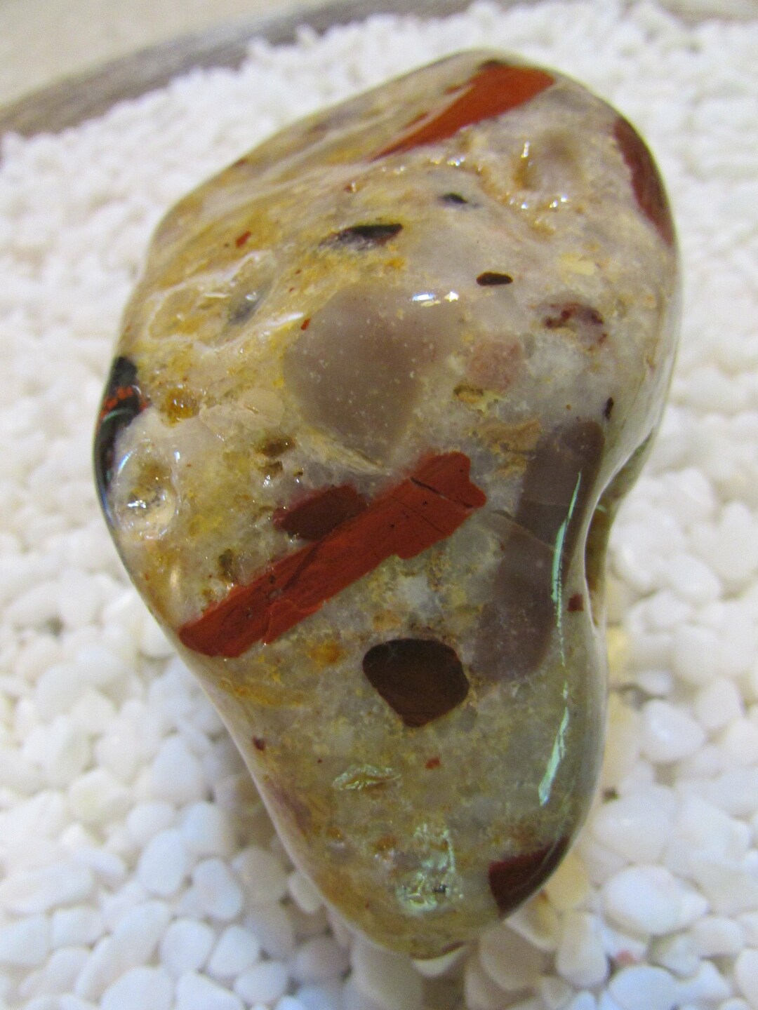 Medium Pudding Stone, Rough Tumbled, 1lb, 3.75, Conglomerate Mineral