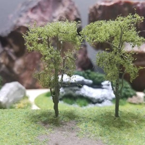 2 (2&quot;) Miniature Trees, Green Gum Tree, Terrarium Craft Tree, Fairy Garden, Diorama, Artificial Tree