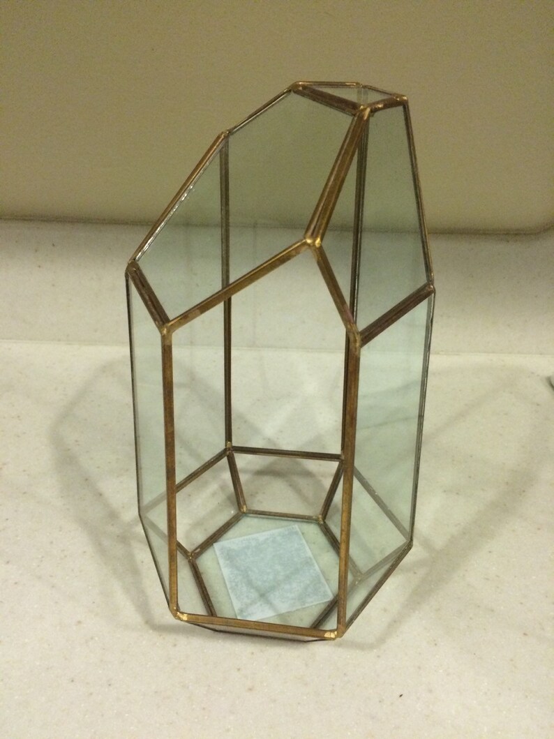 Large Gold Metal and Glass Terrarium Geometric Terrarium Etsy