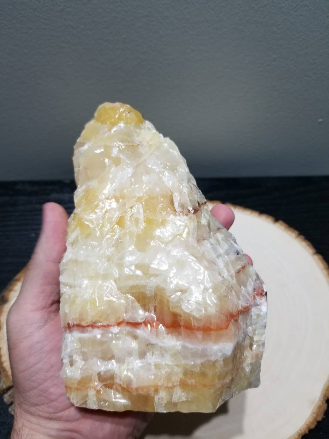 Large Yellow Pineapple Calcite with Red 2 4lbs 4oz & Etsy