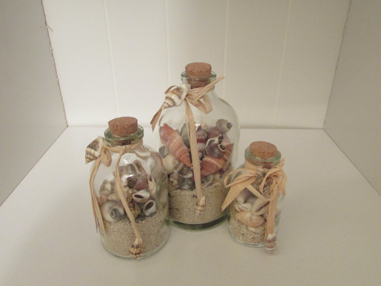 3 Glass Bottles With Shells and Sand Message in a Bottle Etsy