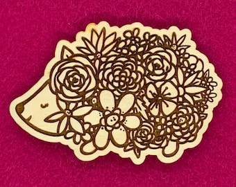 Cute Floral Hedgehog Wooden Magnet - Free shipping!